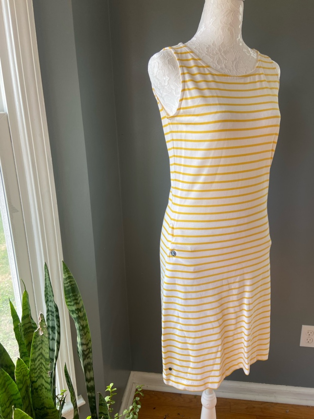 Barbour Sleeveless Yellow Stripe Women's Dress